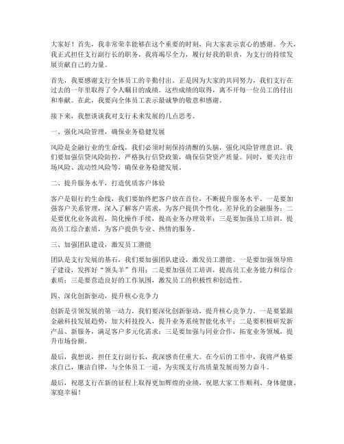 支行新任副行长发言稿范文