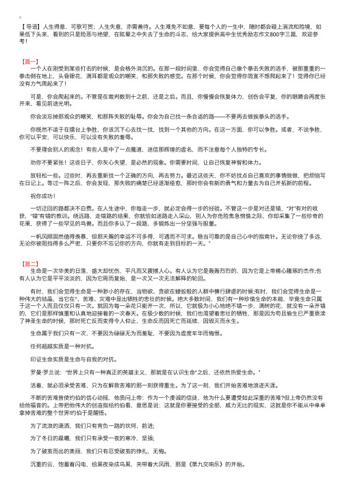 高中生优秀励志作文800字三篇