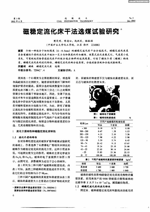 磁稳定流化床干法选煤试验研究