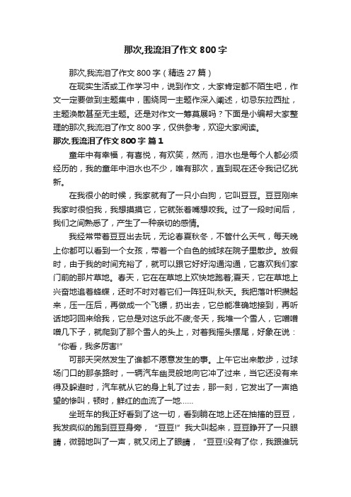 那次,我流泪了作文800字