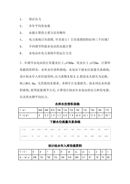 水能计算及水电站在电力系统的运行方式