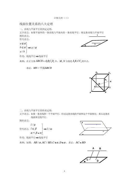 立体几何三  八大定理  线面关系