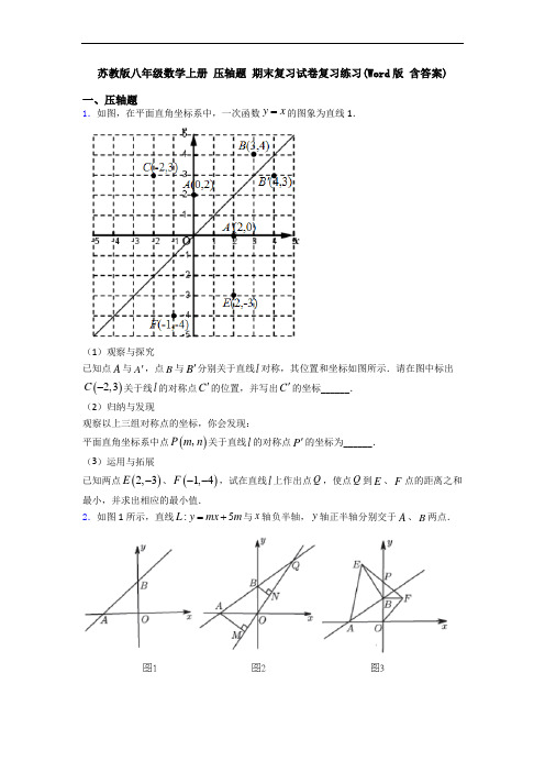 苏教版八年级数学上册 压轴题 期末复习试卷复习练习(Word版 含答案)