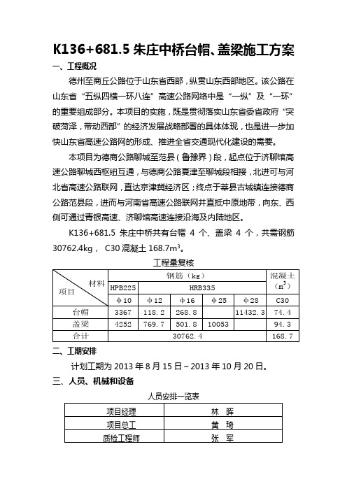 台帽、盖梁施工方案