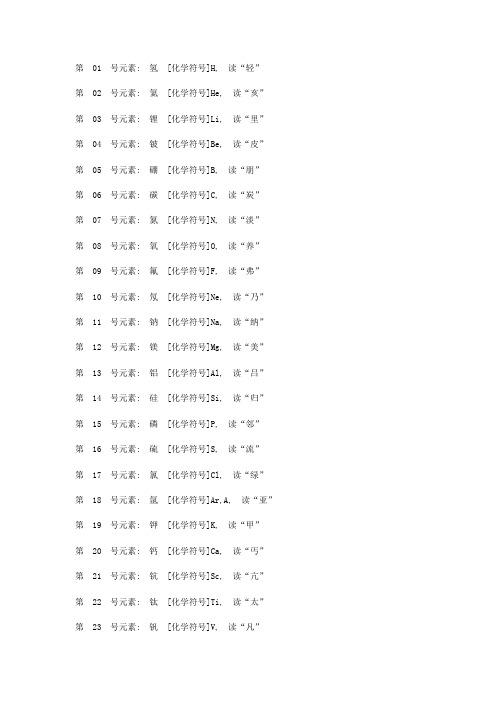 化学元素表带拼音