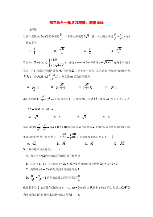 高三数学一轮复习精练 圆锥曲线