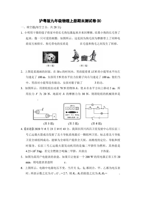 沪粤版九年级物理上册期末测试卷(附答案) (2)