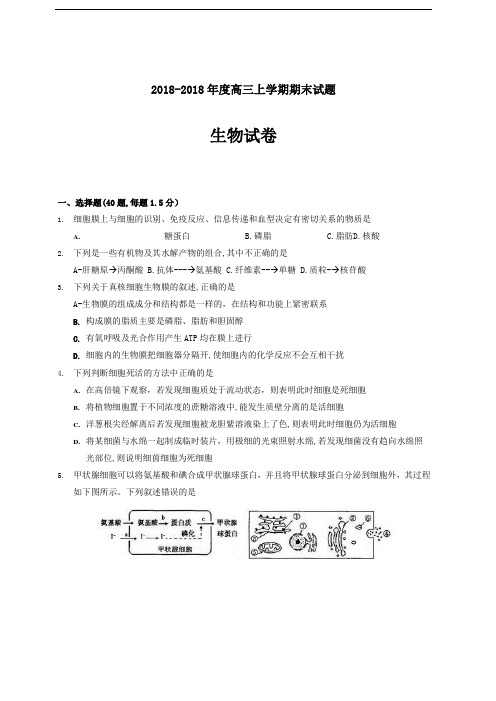 最新-黑龙江省哈师大附中2018届高三期末考试(word版)：生物 精品