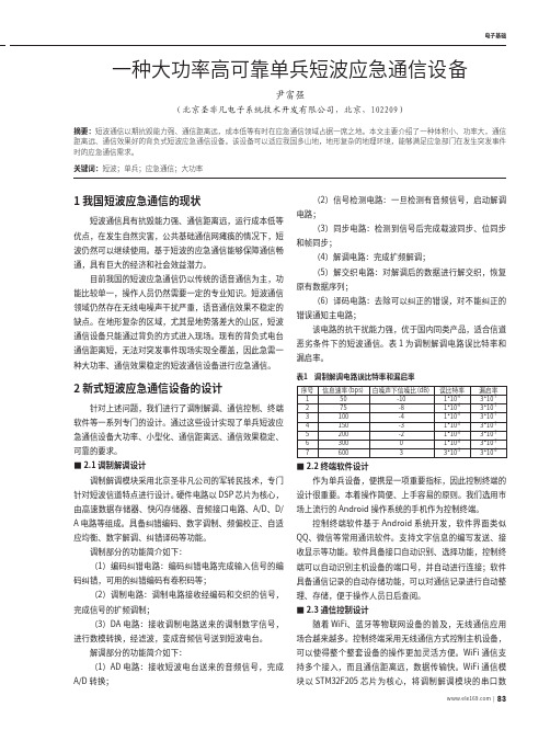 一种大功率高可靠单兵短波应急通信设备