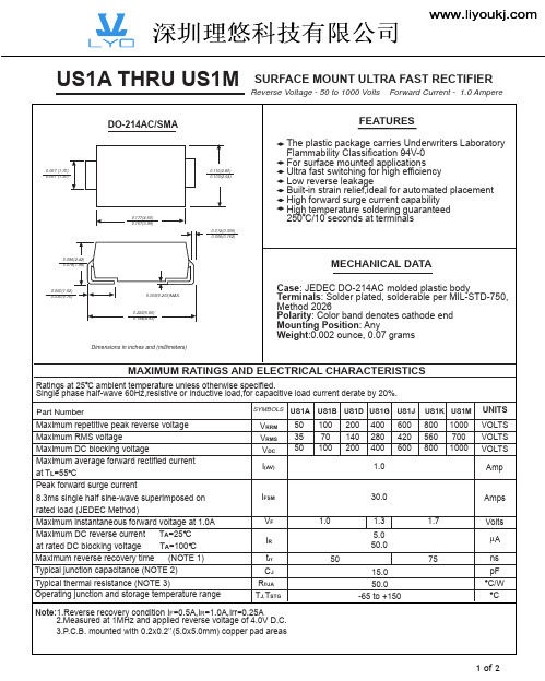 US1D DO-214AC SMA 规格书推荐