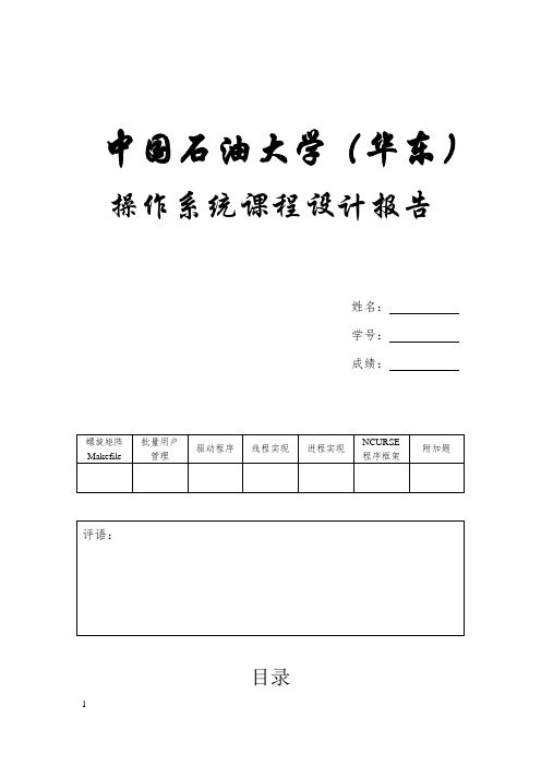 操作系统课程设计报告模板