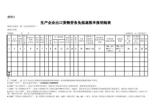 生产企业出口货物劳务免抵退税申报明细表