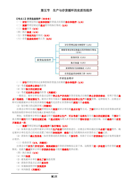 审计考试 第61讲_生产与存货循环的实质性程序(2)