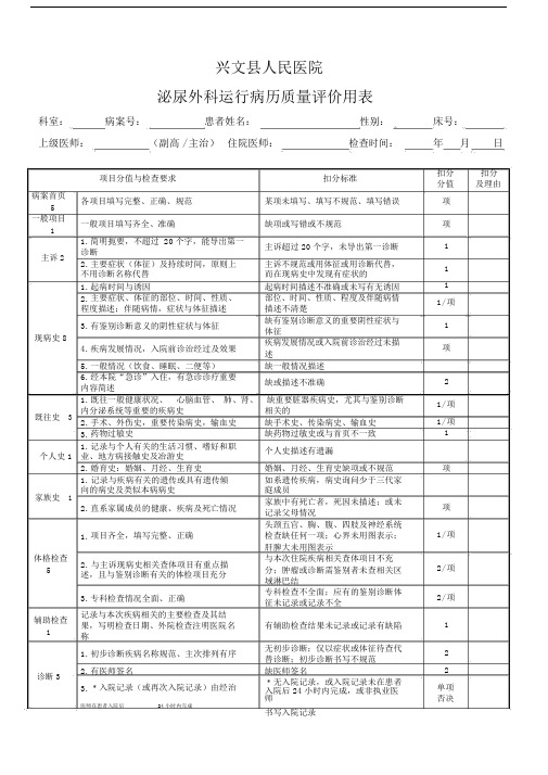 质控办病历质量评价用表.docx
