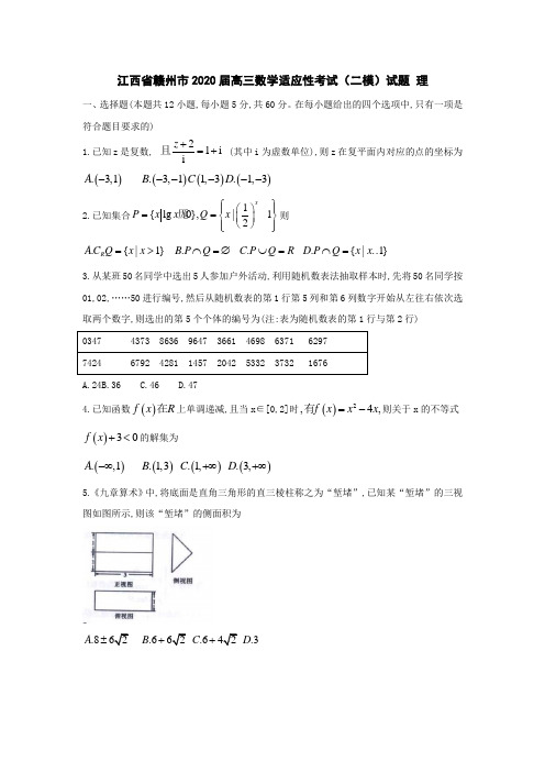 江西省赣州市2020届高三数学适应性考试二模试题理[含答案]