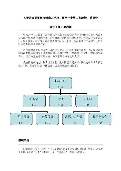 团委成立下属支部通知