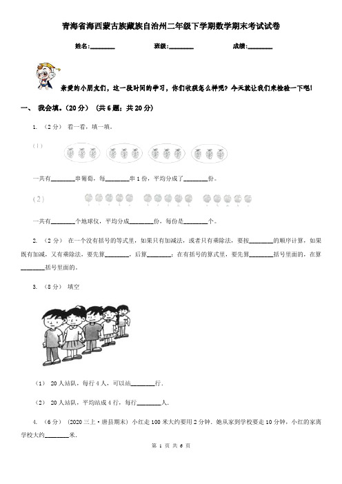 青海省海西蒙古族藏族自治州二年级下学期数学期末考试试卷