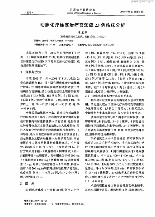 动脉化疗栓塞治疗宫颈癌23例临床分析