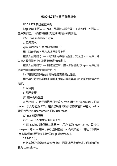 H3C+L2TP+典型配置举例