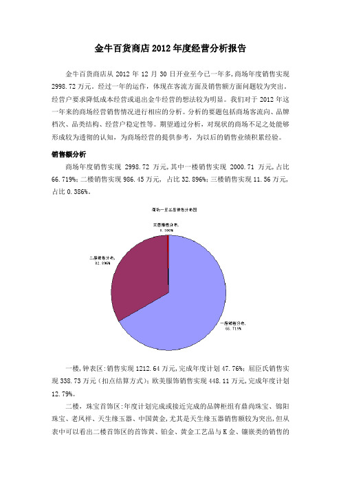 百货商场2012年度经营分析报告