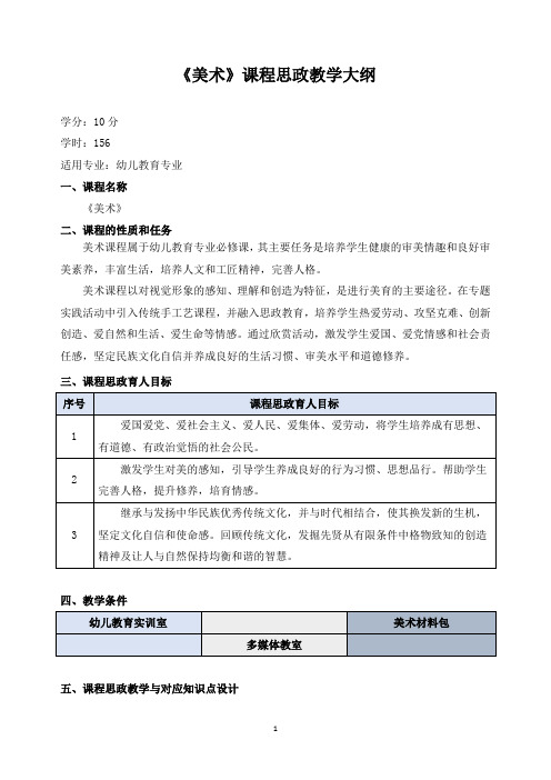 《美术》课程思政教学大纲