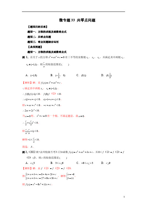 微专题【共零点问题】解析版