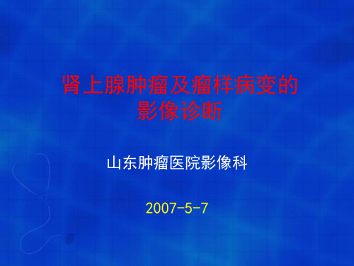 肾上腺肿瘤及瘤样病变的影像诊断