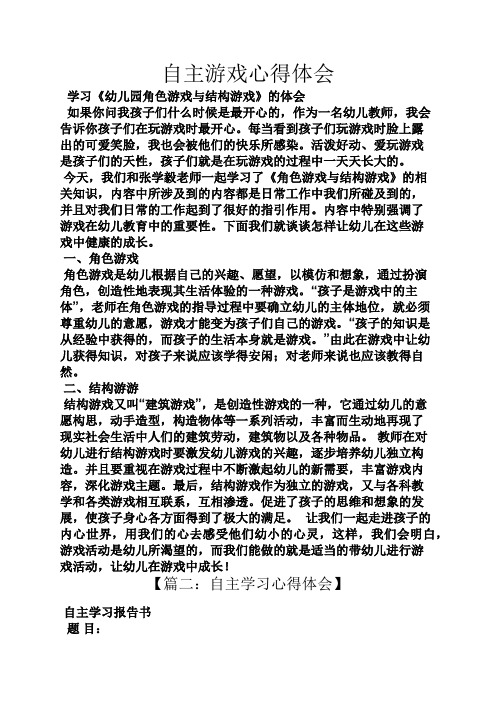 游戏作文之自主游戏心得体会