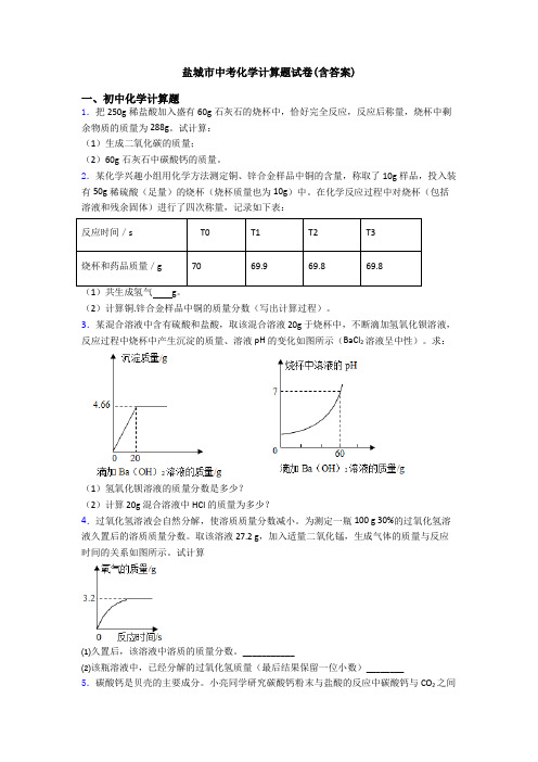盐城市中考化学计算题试卷(含答案)