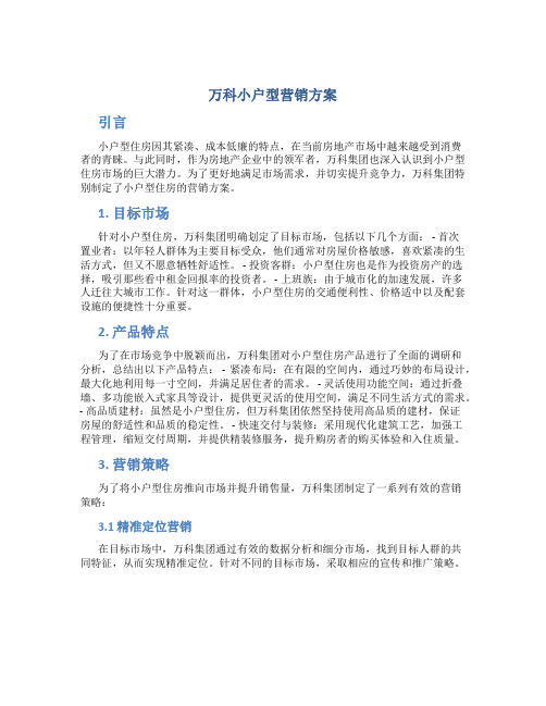 万科小户型营销方案