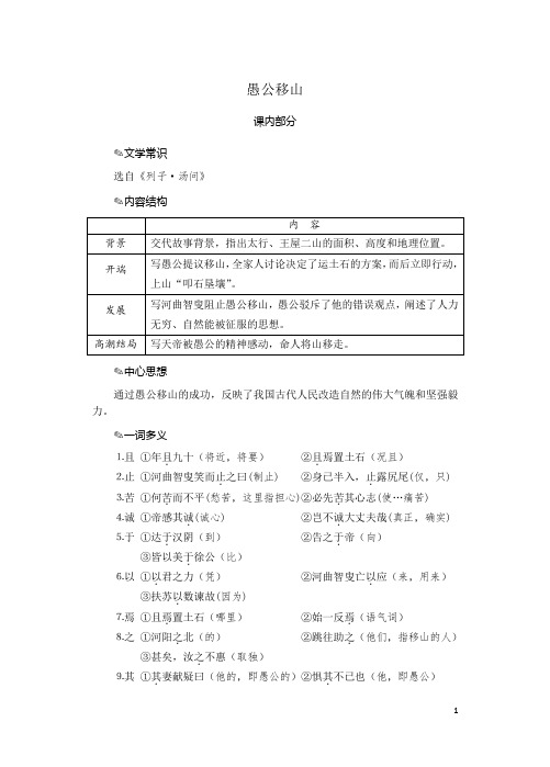 【部编版】《愚公移山》-精细阅读-解词、译句、简答、默写、比较阅读……你想要的基本都有