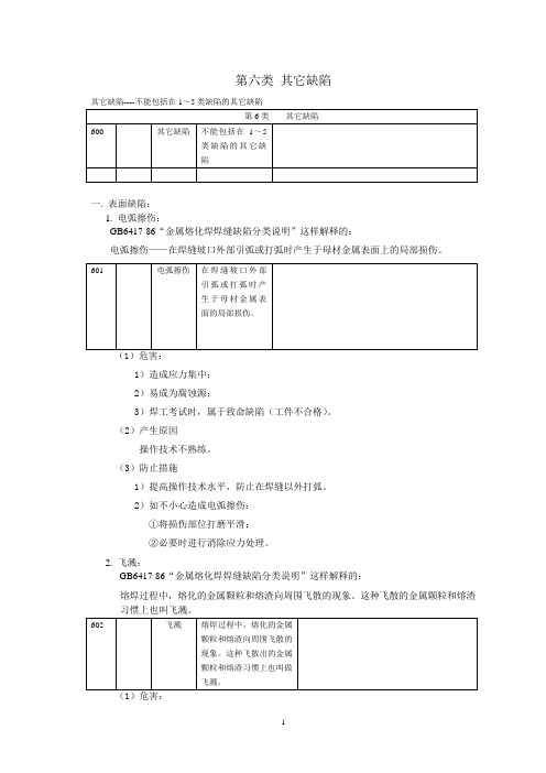 6 其它缺陷