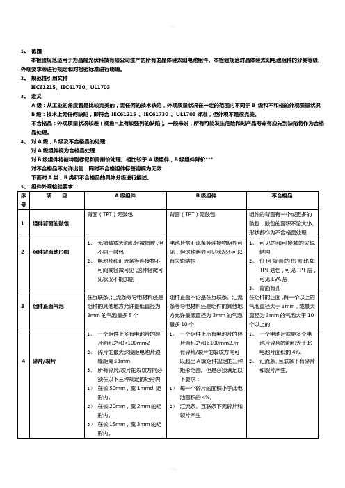 组件成品检验规范标准