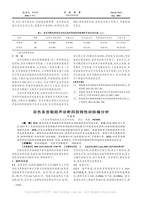 彩色多普勒超声诊断四肢假性动脉瘤分析