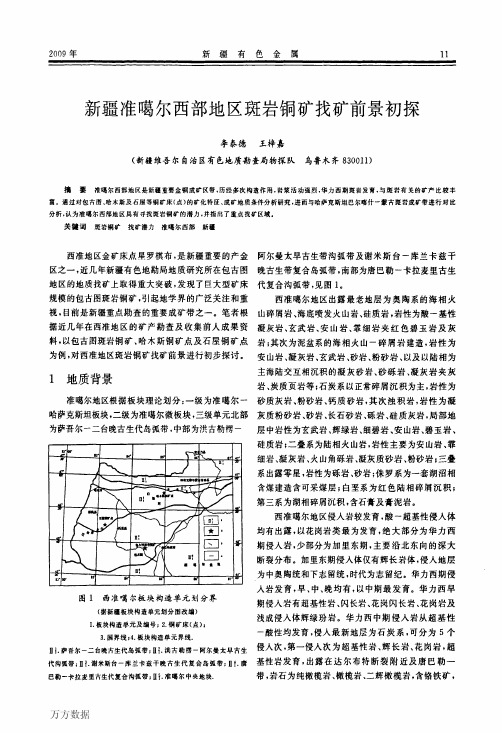 新疆准噶尔西部地区斑岩铜矿找矿前景初探