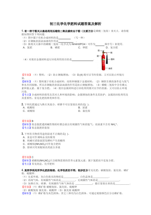 初三化学化学肥料试题答案及解析
