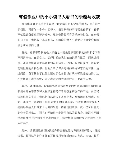 寒假作业中的小小读书人看书的乐趣与收获