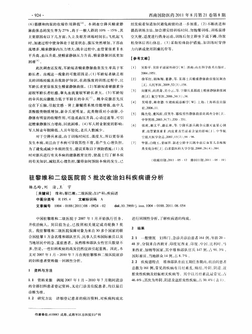 驻黎维和二级医院前5批次收治妇科疾病谱分析