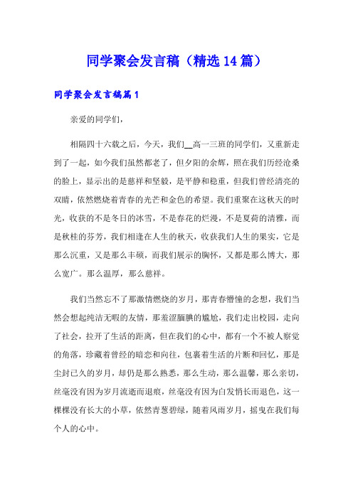 同学聚会发言稿(精选14篇)