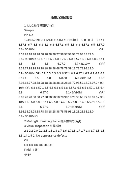 插拔力测试报告