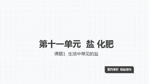 人教版九年级下册化学 第十一单元 盐 化肥 实验活动8 粗盐中难溶性杂质的去除