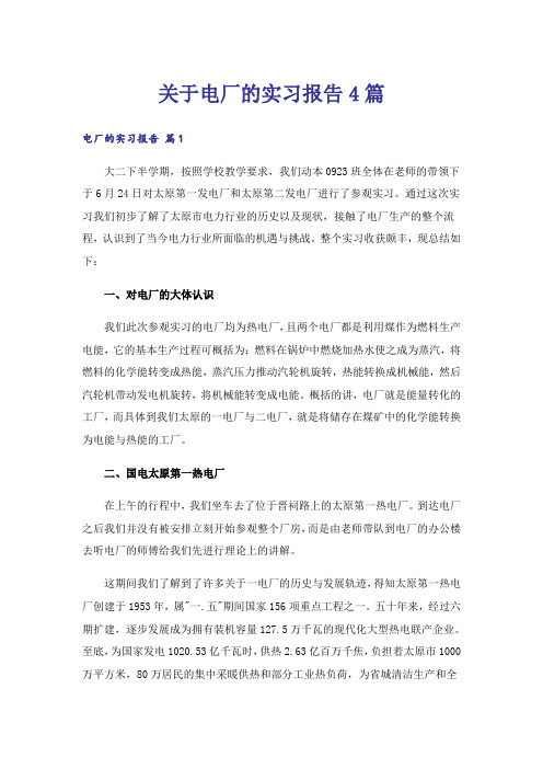 关于电厂的实习报告4篇