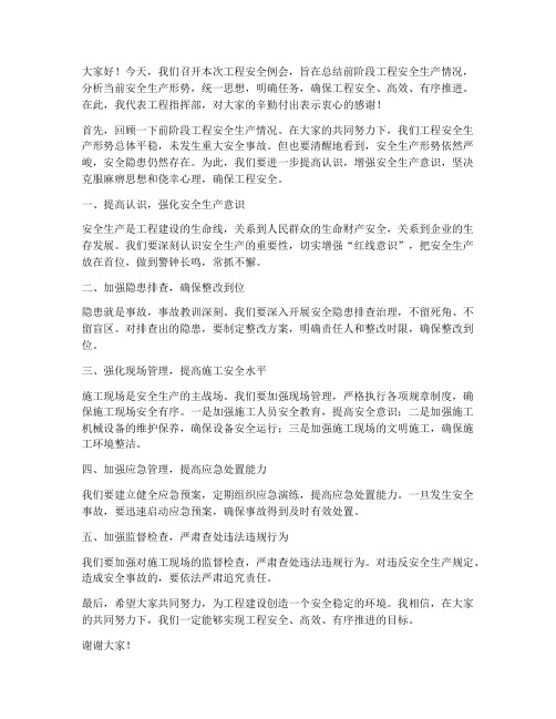 工程安全例会领导发言稿