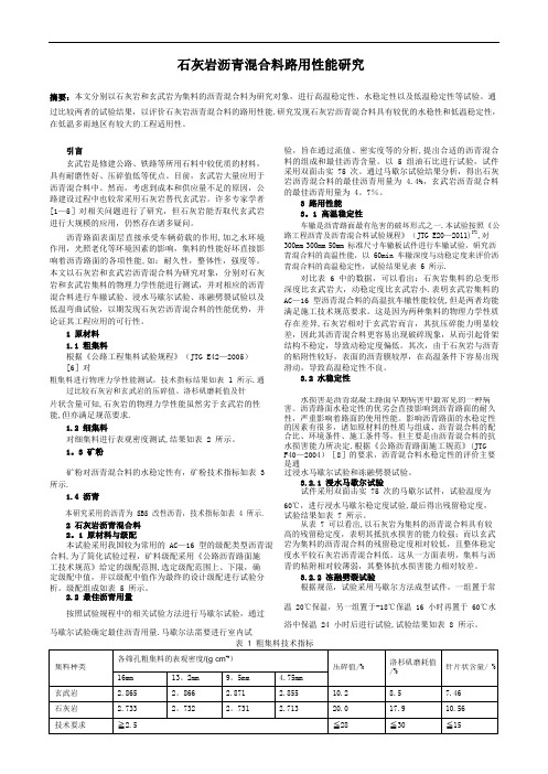 石灰岩沥青混合料路用性能研究