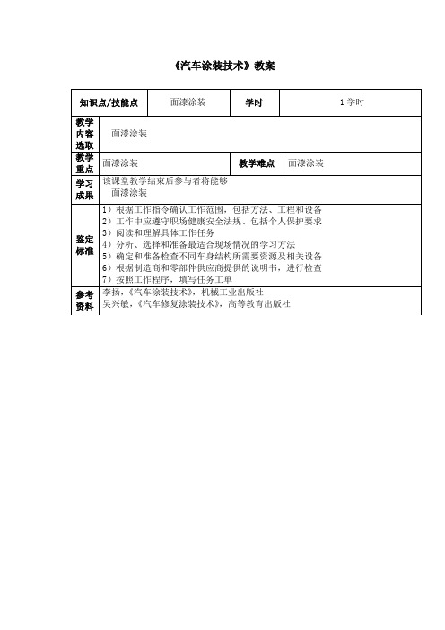 09 汽车涂装技术 教案：面漆涂装