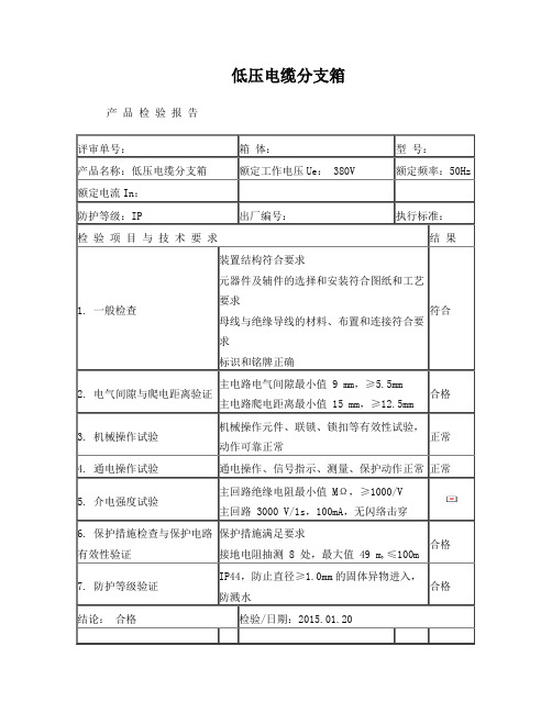 低压电缆分支箱检验报告