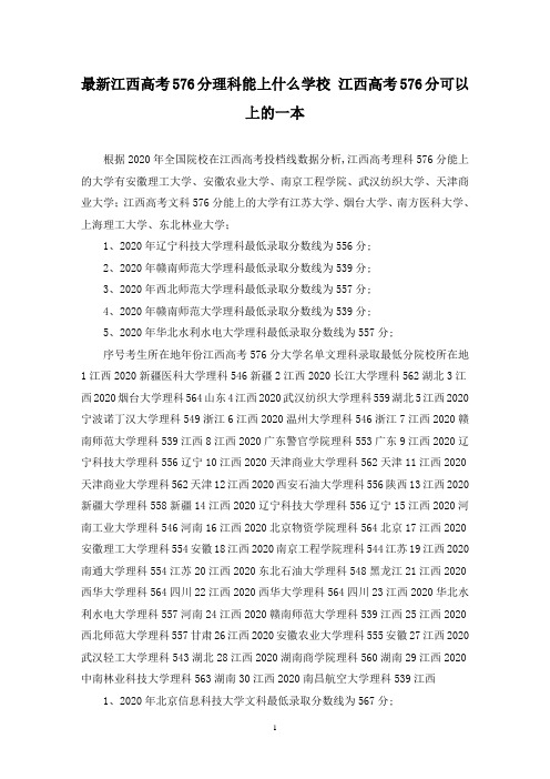 最新江西高考576分理科能上什么学校 江西高考576分可以上的一本