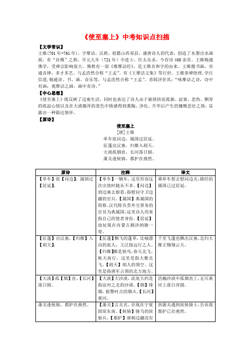 《使至塞上》中考知识点全扫描(部编人教版八年级语文上册第13课)