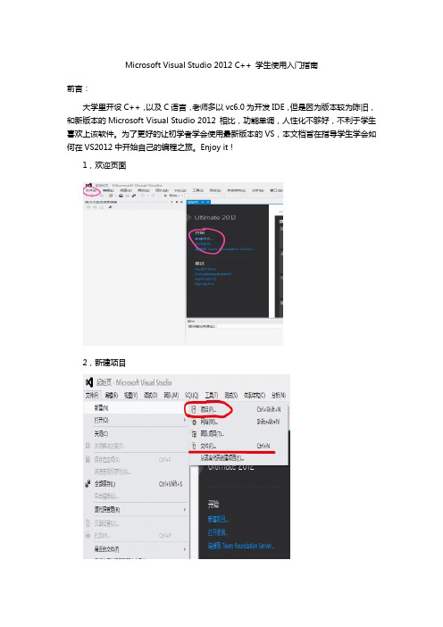 Microsoft Visual Studio 2012 C++ 学生使用入门指南