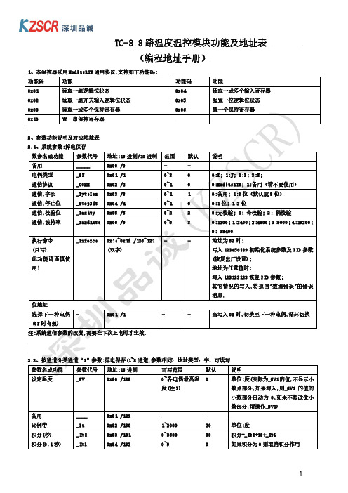 TC-8 温控模块,TC-8温控仪编程手册,8路温控模块编程手册